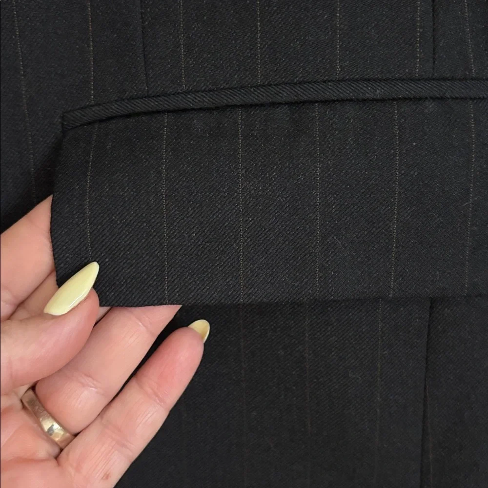 Hart Schaffner Marx black pin stripe suit blazer jacket sport coat 100% wool 41R